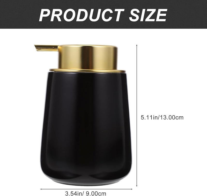 Black Ceramic Refillable Lotion Dispenser 400ml Pump Bottle For Shampoo Shower - Image 2